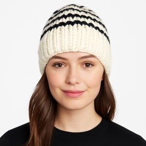 NWT BP. Chevron Knit Beanie – Ivory & Black, One Size